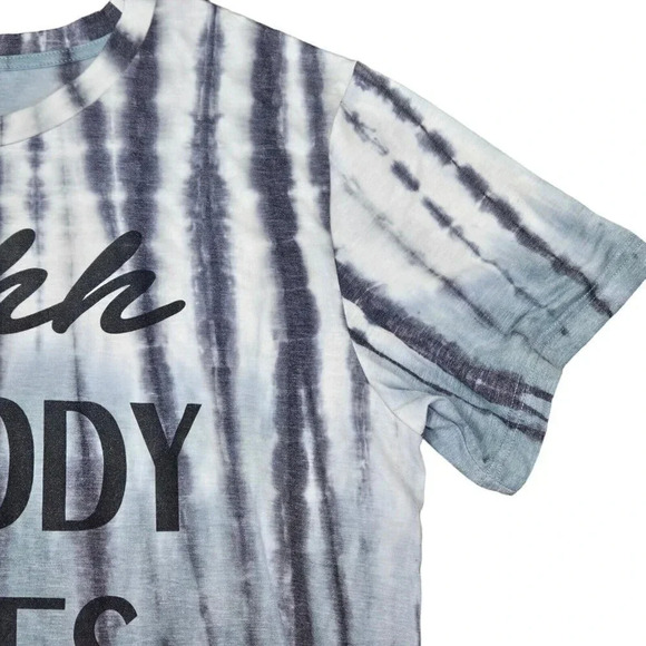 Tie Dye Short Sleeve T-shirt Size XL Blue‎ Gray Graphic Sshhh... Nobody Cares - Picture 7 of 8